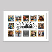 Multi Photo Picture Frame for 12 Photos | Grandkids Picture Frame in White Wood - Multi Photo Frames